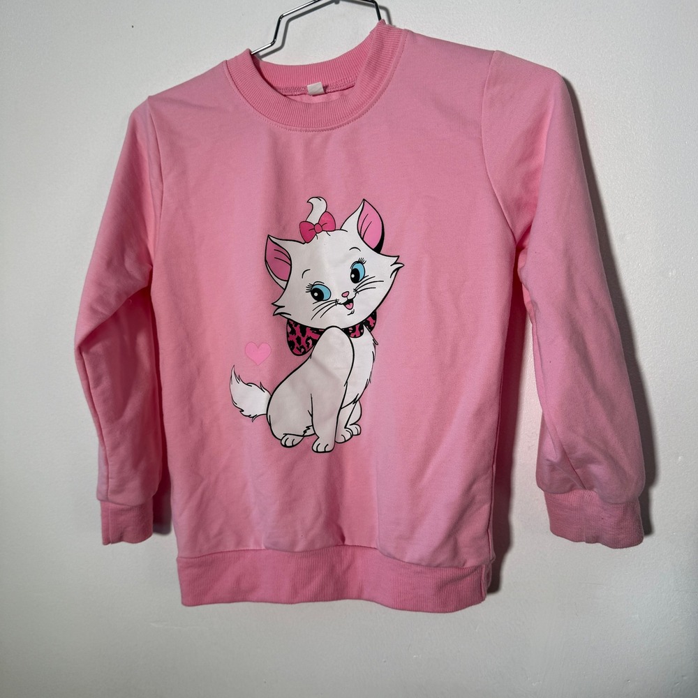 Disney Marie Aristocats Sweatshirt Kids 7 Years Pink Graphic Pullover